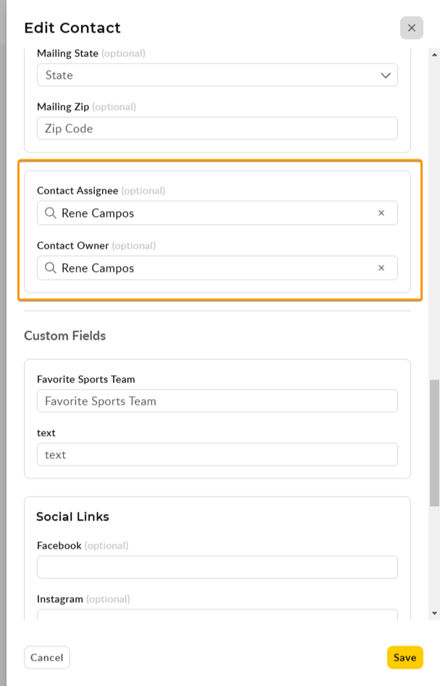 Contact Page - Reassing a Contract to New Owner or New Assignee 5-1