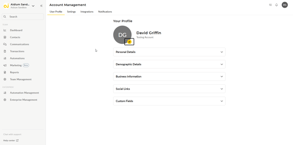 User and Team Settings - Integrations - Intro to User Settings in Aidium 2