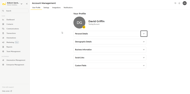 User and Team Settings - Integrations - Intro to User Settings in Aidium 4