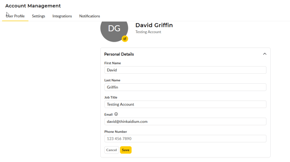User and Team Settings - Integrations - Intro to User Settings in Aidium 5